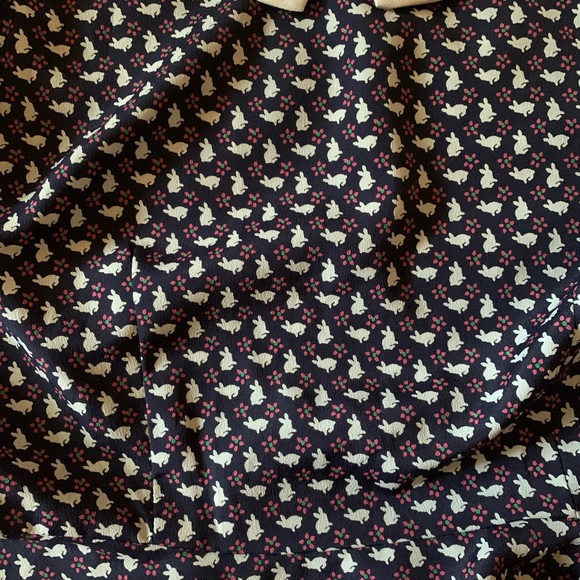 Bunny Print Peplum Peter Pan Collar Top - Picture 3 of 4